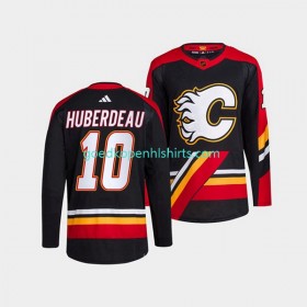 Calgary Flames Jonathan Huberdeau 10 Adidas 2022-2023 Reverse Retro Zwart Authentic Shirt - Mannen